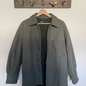 Zara Women's Army Green Oversized Shirt Jacket